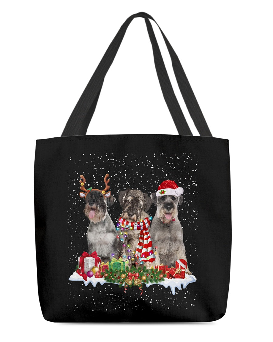Christmas Buddies-Standard Schnauzer-Cloth Tote Bag