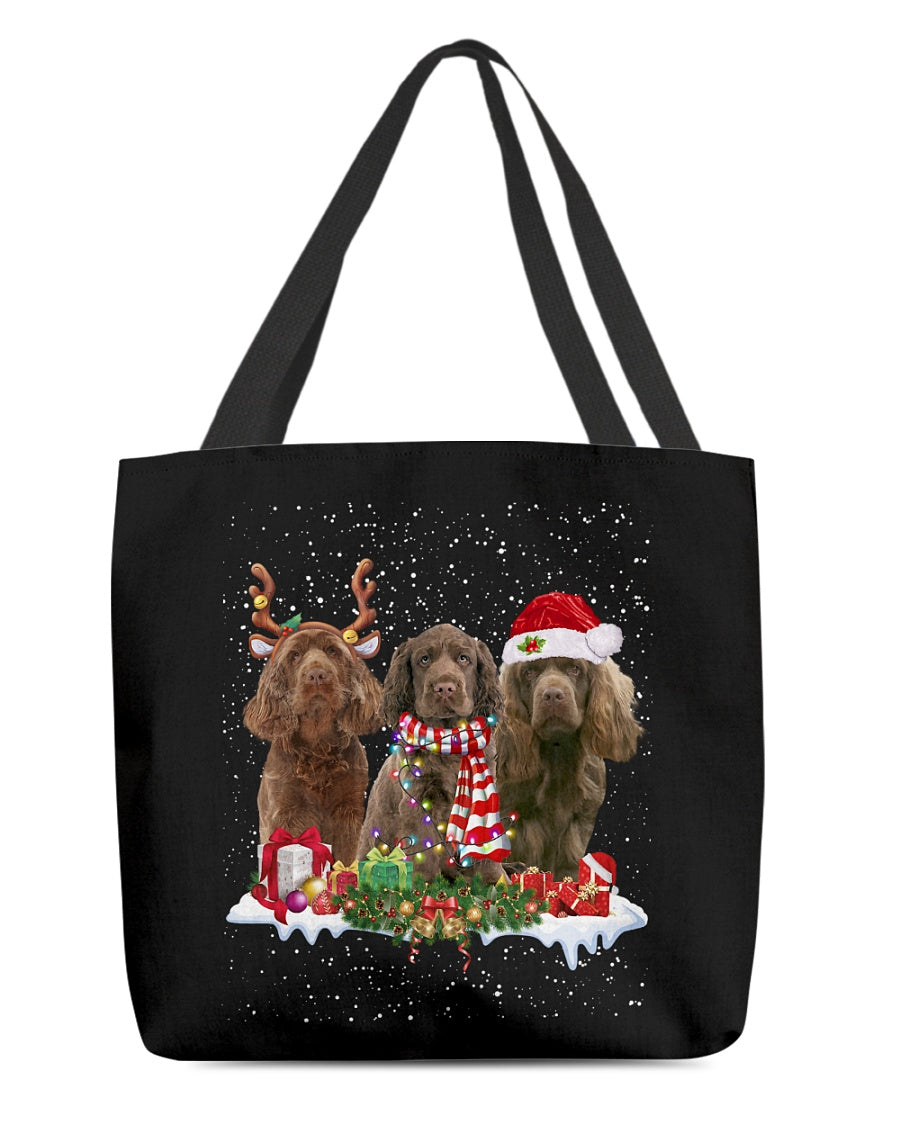 Christmas Buddies-Sussex Spaniel-Cloth Tote Bag