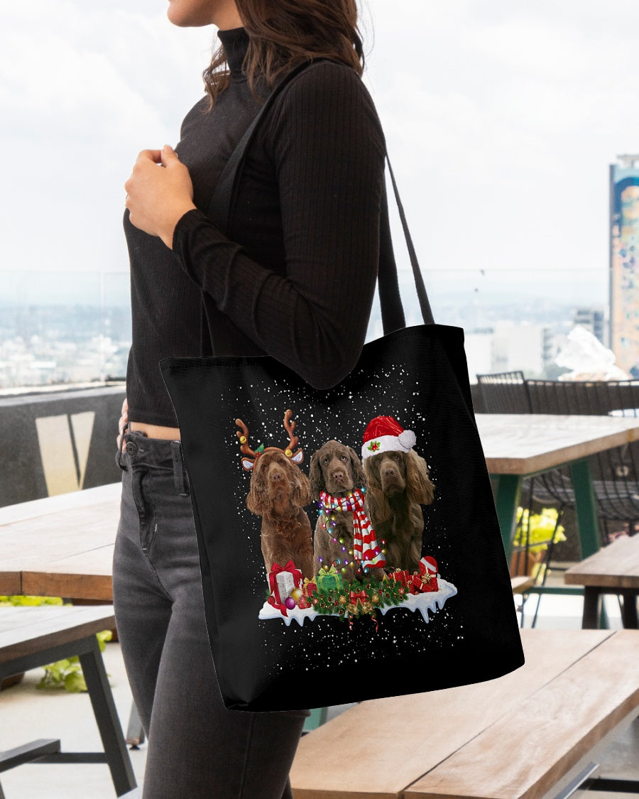 Christmas Buddies-Sussex Spaniel-Cloth Tote Bag