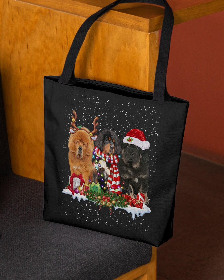 Christmas Buddies-Tibetan Mastiff-Cloth Tote Bag