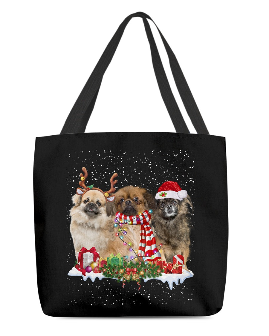 Christmas Buddies-Tibetan Spaniel-Cloth Tote Bag