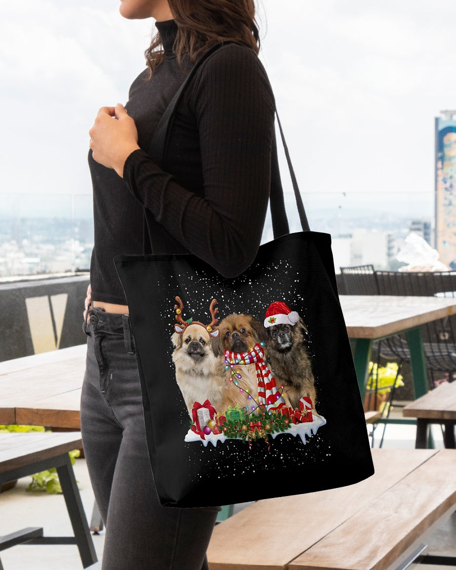 Christmas Buddies-Tibetan Spaniel-Cloth Tote Bag