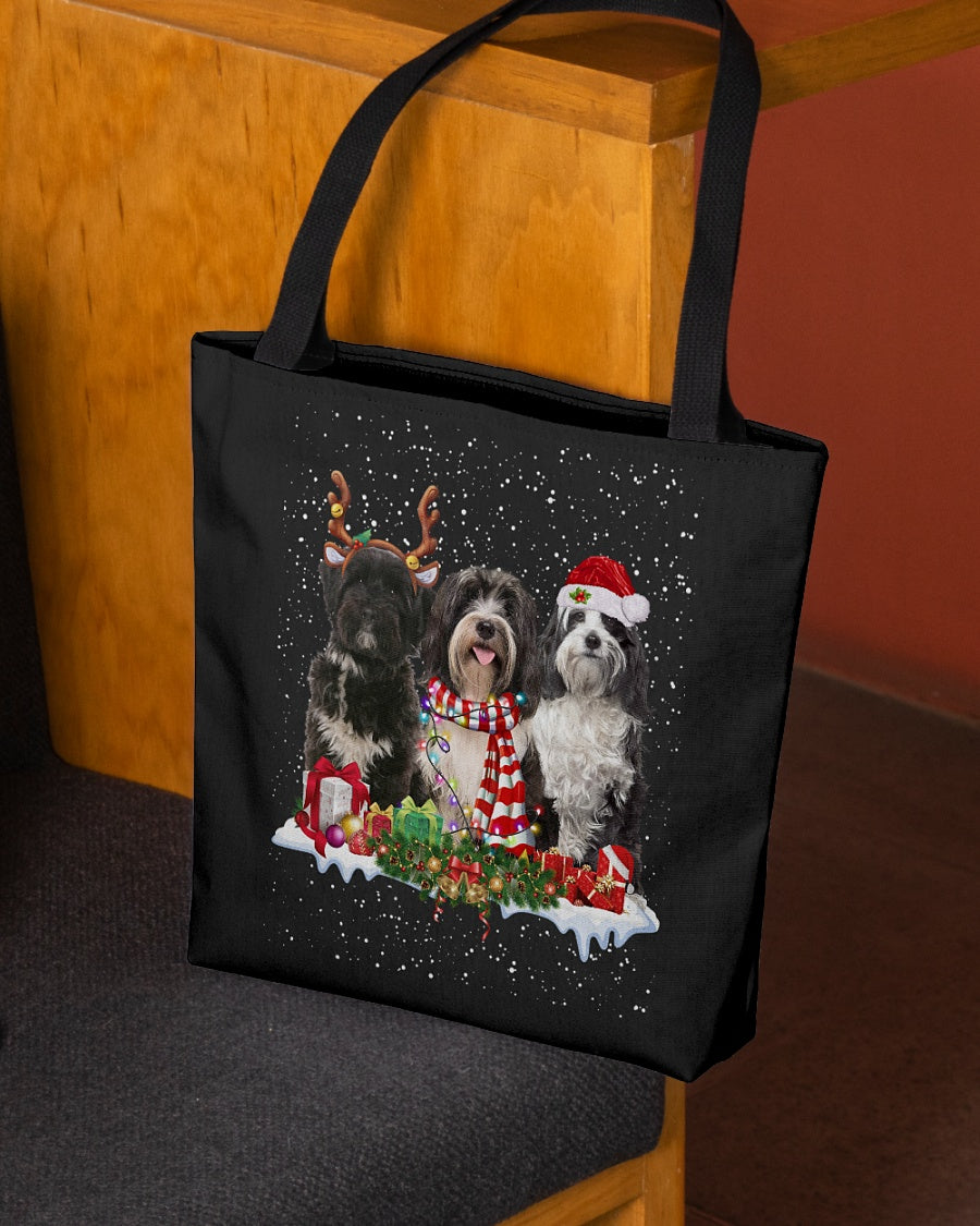 Christmas Buddies-Tibetan Terrier 1-Cloth Tote Bag