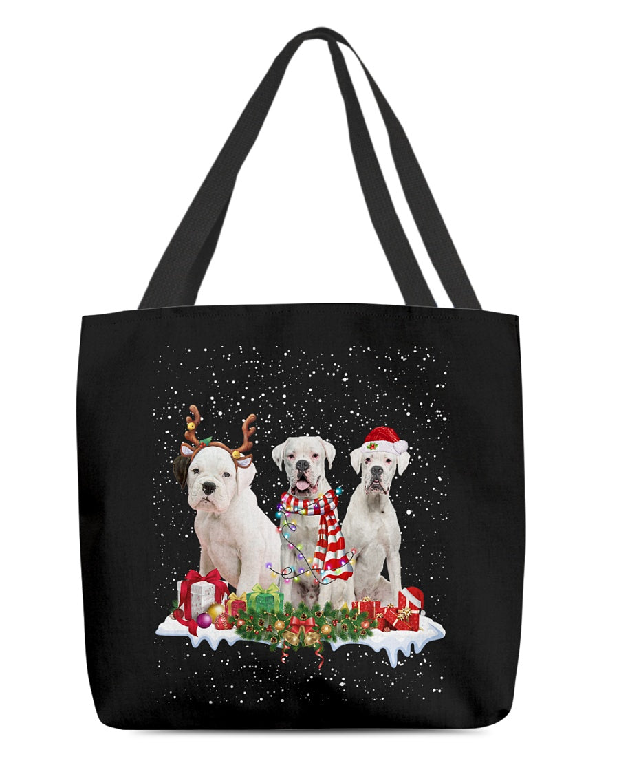 Christmas Buddies-WHITE Boxer-Cloth Tote Bag