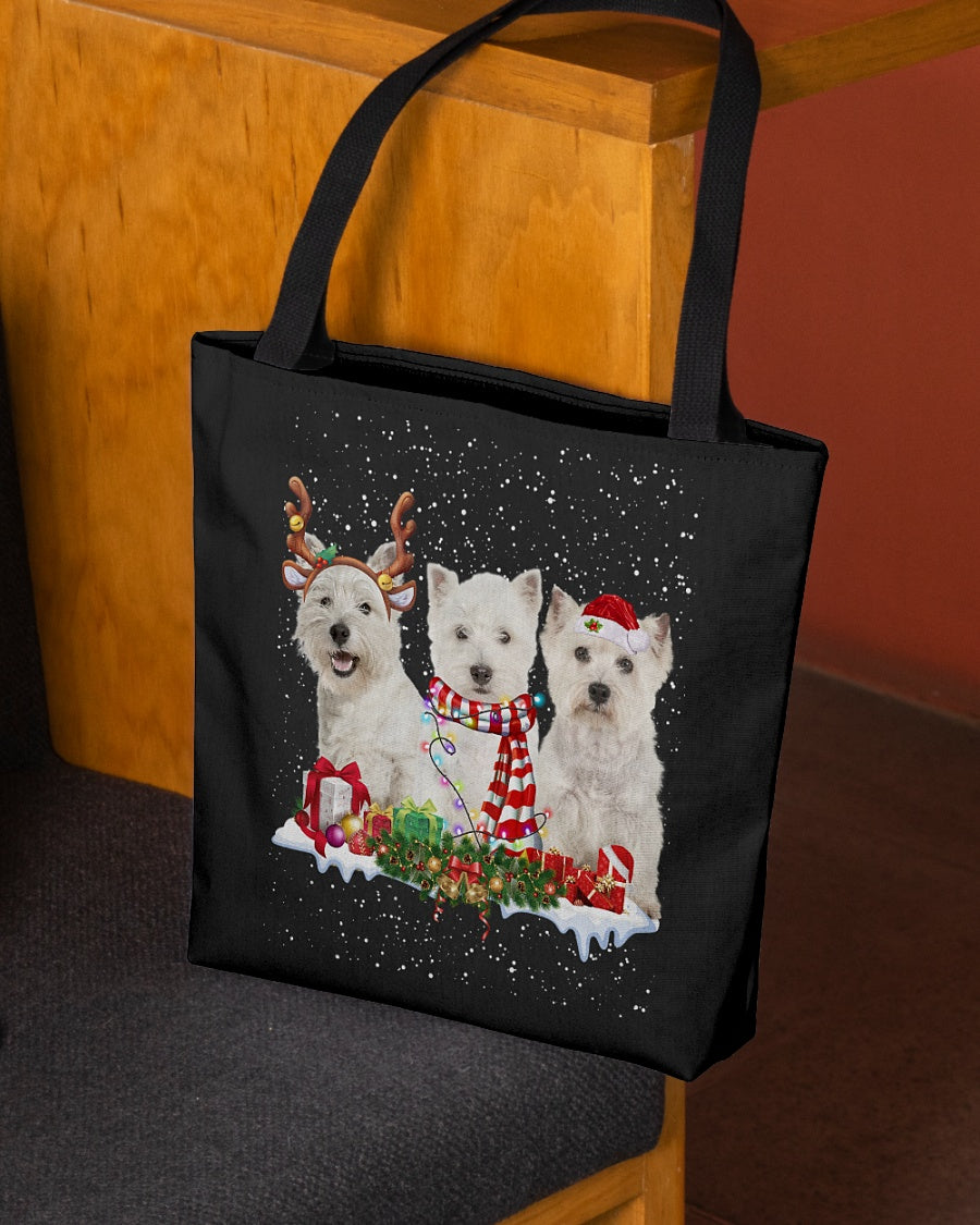 Christmas Buddies-West Highland White Terrier-Cloth Tote Bag