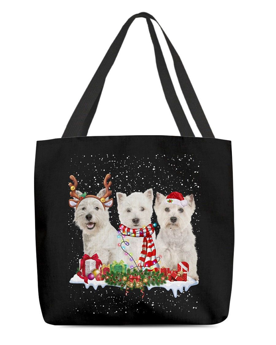 Christmas Buddies-West Highland White Terrier-Cloth Tote Bag