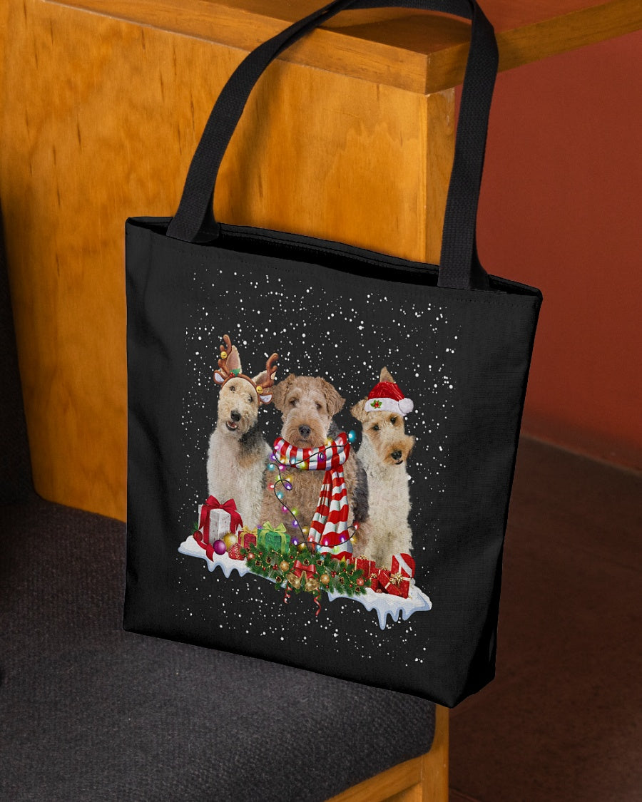 Christmas Buddies-Wire Fox Terrier-Cloth Tote Bag