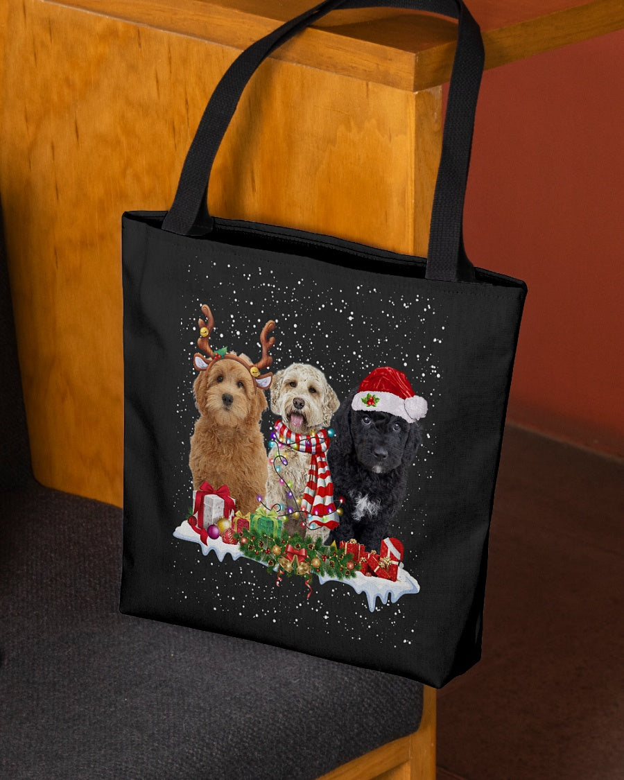 Christmas Buddies-goldendoodle-Cloth Tote Bag