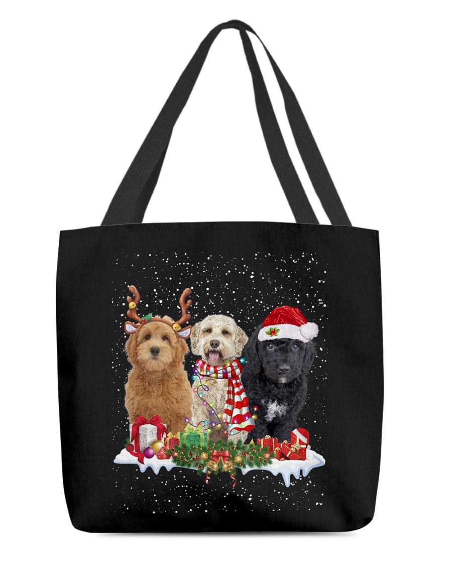 Christmas Buddies-goldendoodle-Cloth Tote Bag