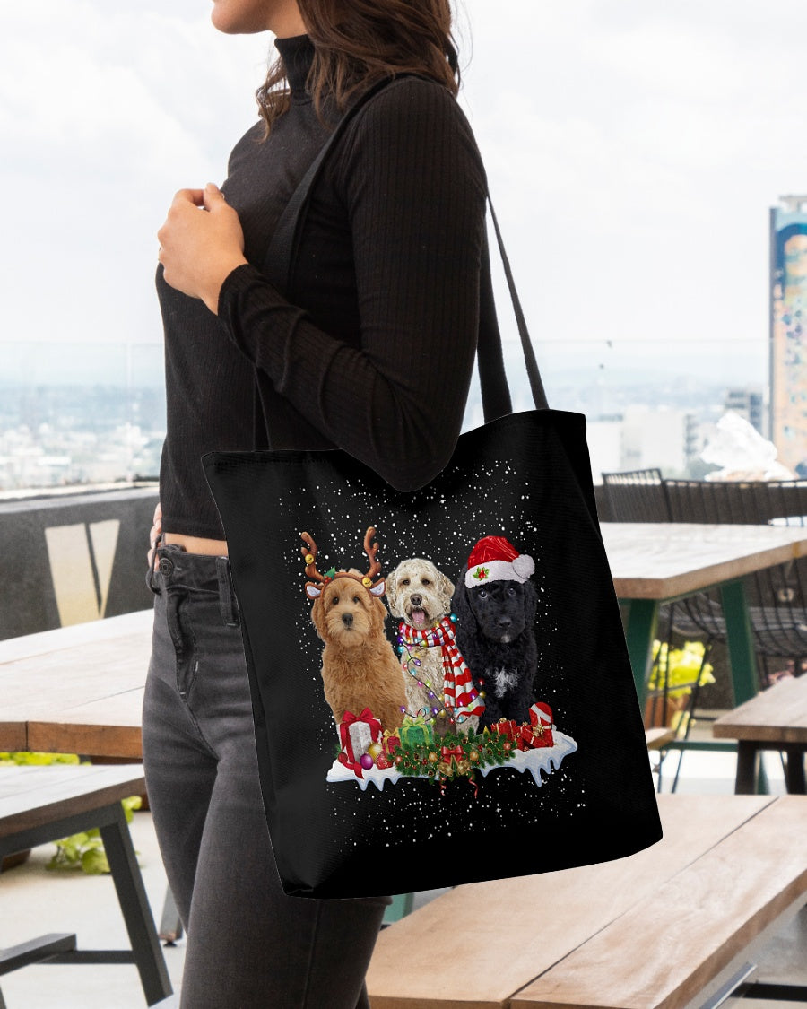 Christmas Buddies-goldendoodle-Cloth Tote Bag