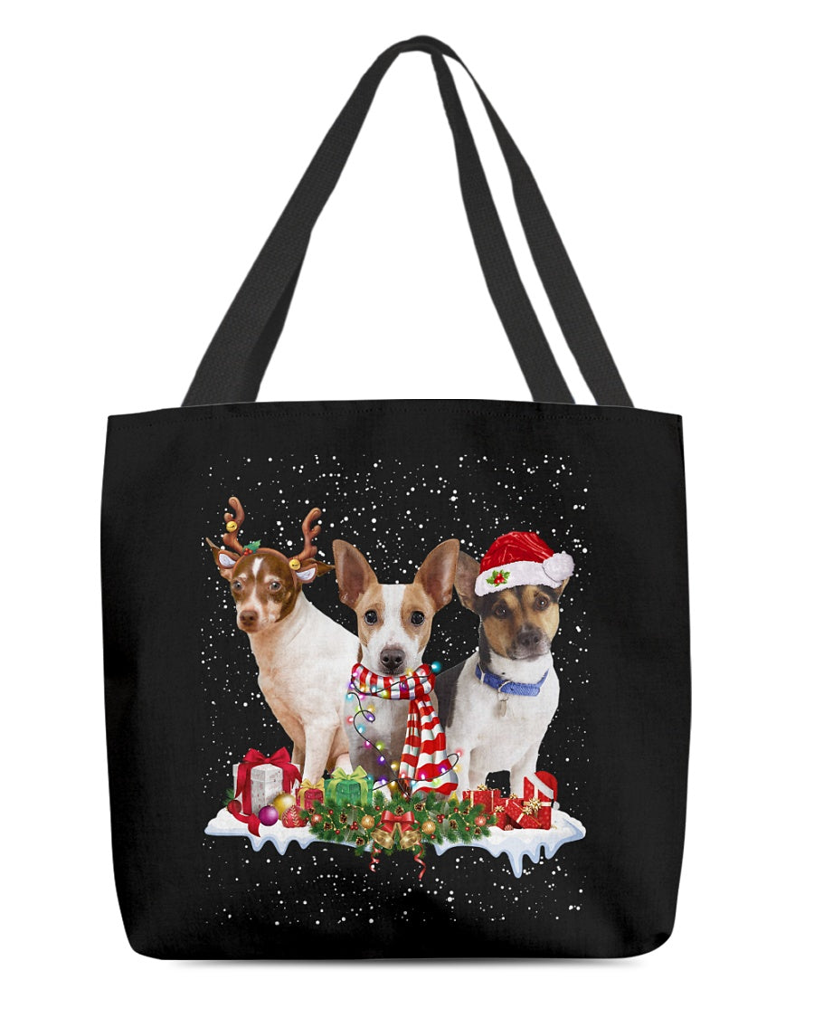 Christmas Buddies-rat Terrier-Cloth Tote Bag