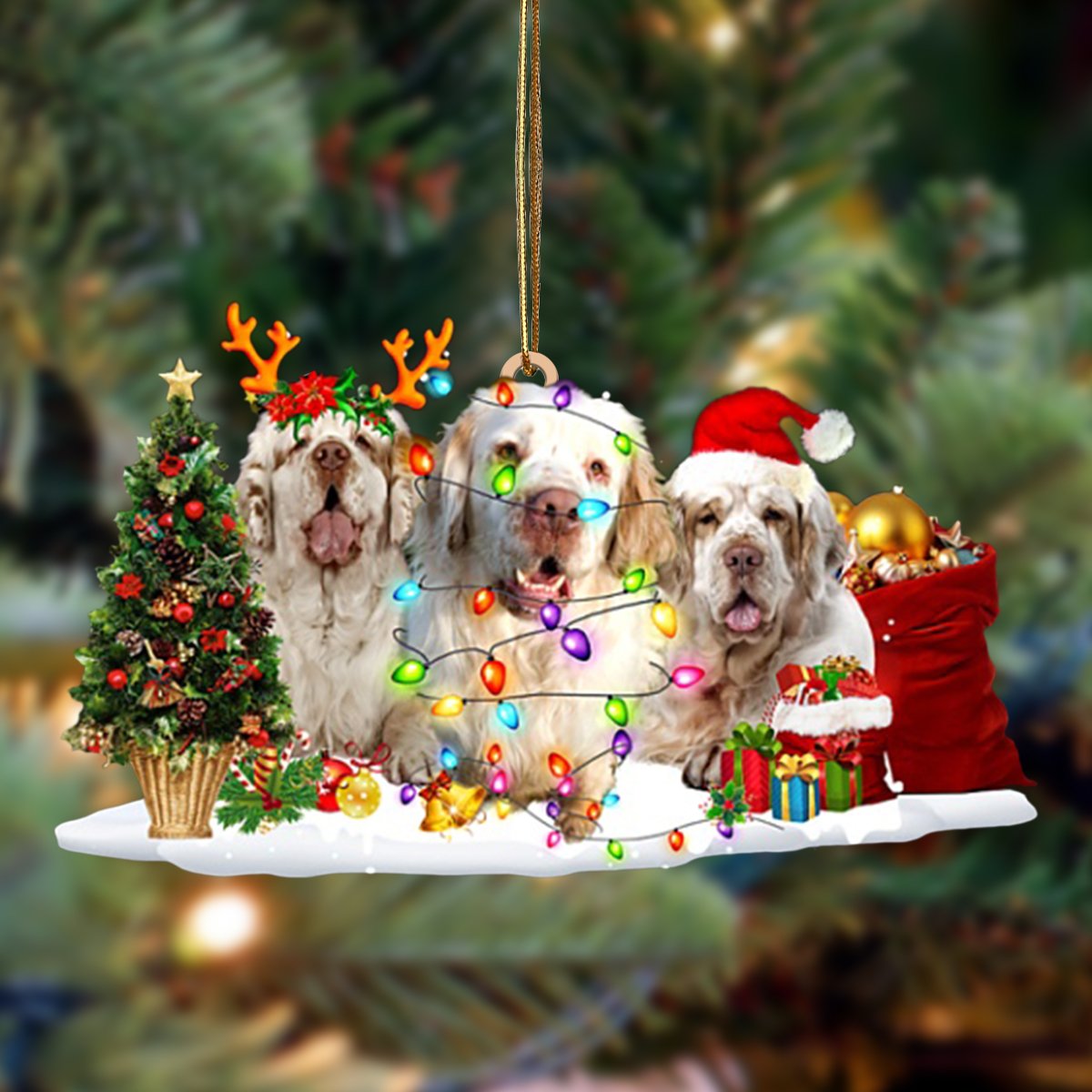 Clumber Spaniel-Christmas Dog Friends Hanging Ornament