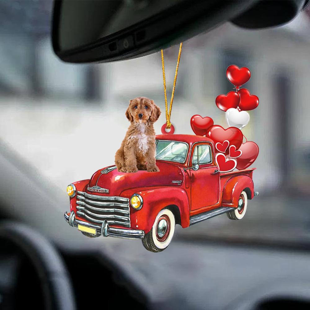 Cockapoo-Red Sports car-Two Sided Ornament