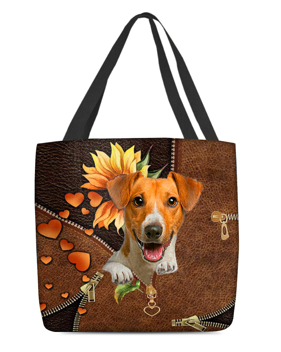 Jack russell terrier-Sunflower&amp;zipper Cloth Tote Bag