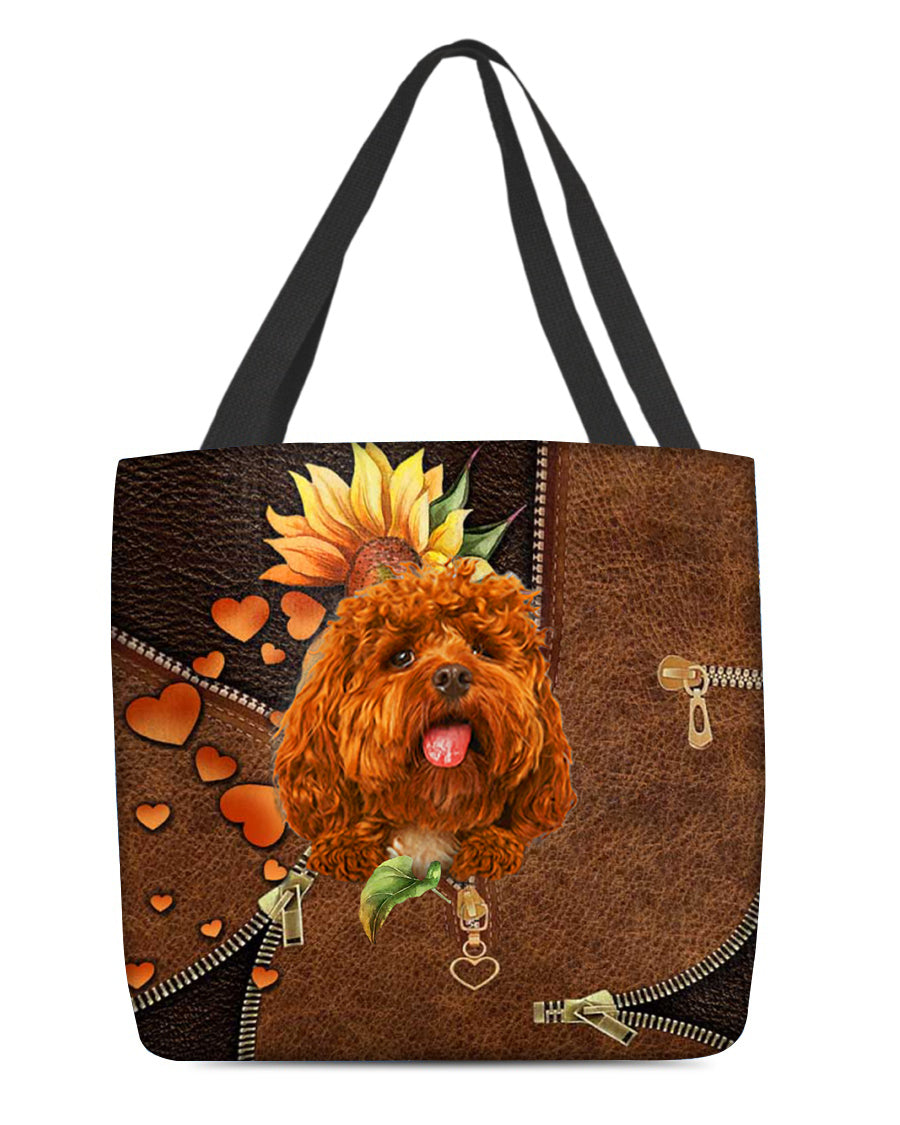 Cockapoo-Sunflower&amp;zipper Cloth Tote Bag
