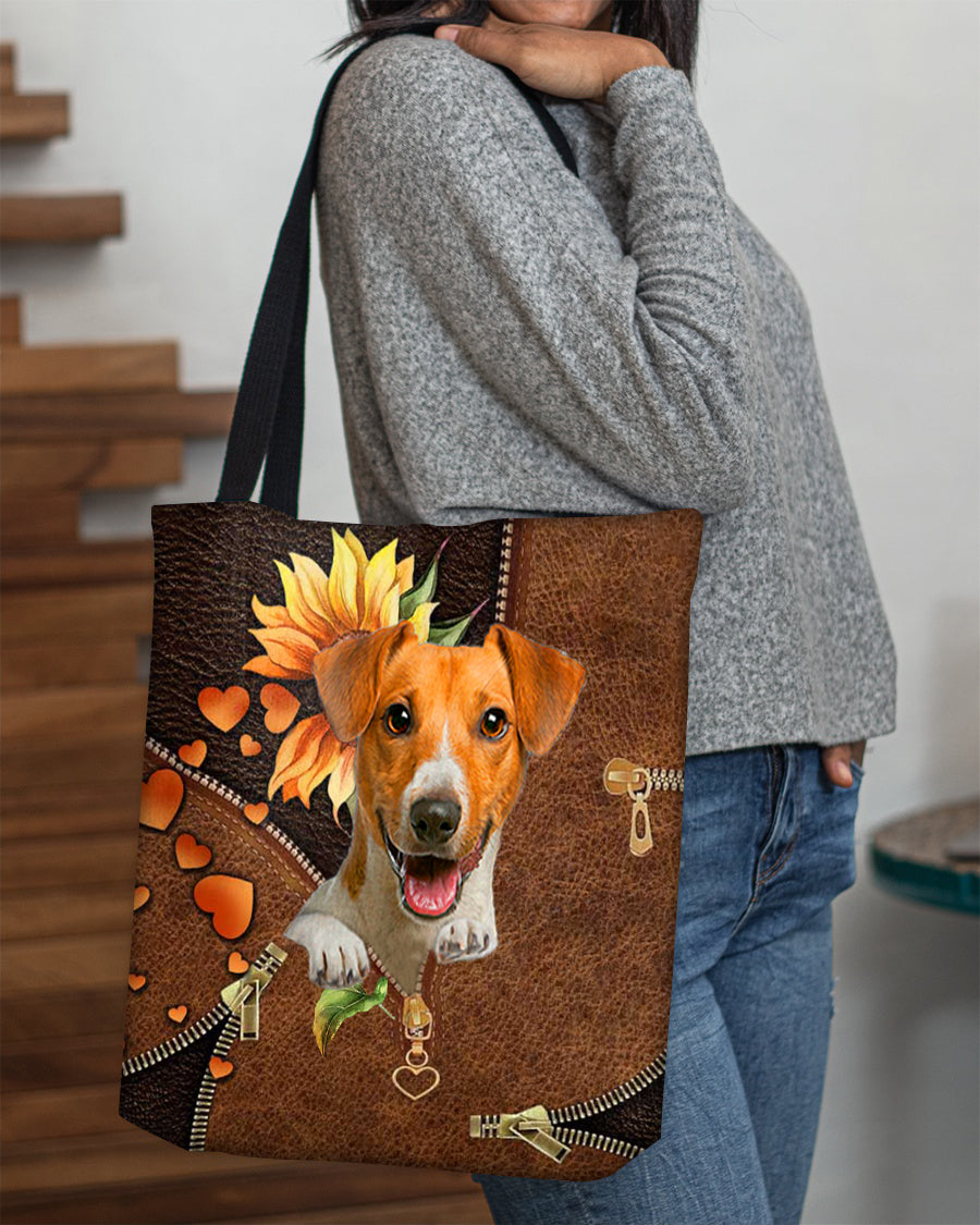 Jack russell terrier-Sunflower&amp;zipper Cloth Tote Bag