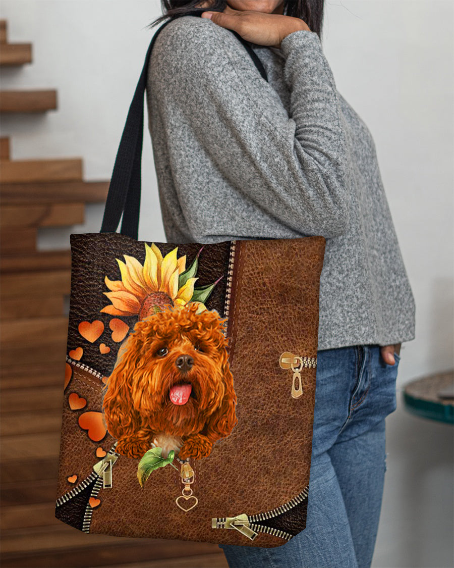 Cockapoo-Sunflower&amp;zipper Cloth Tote Bag