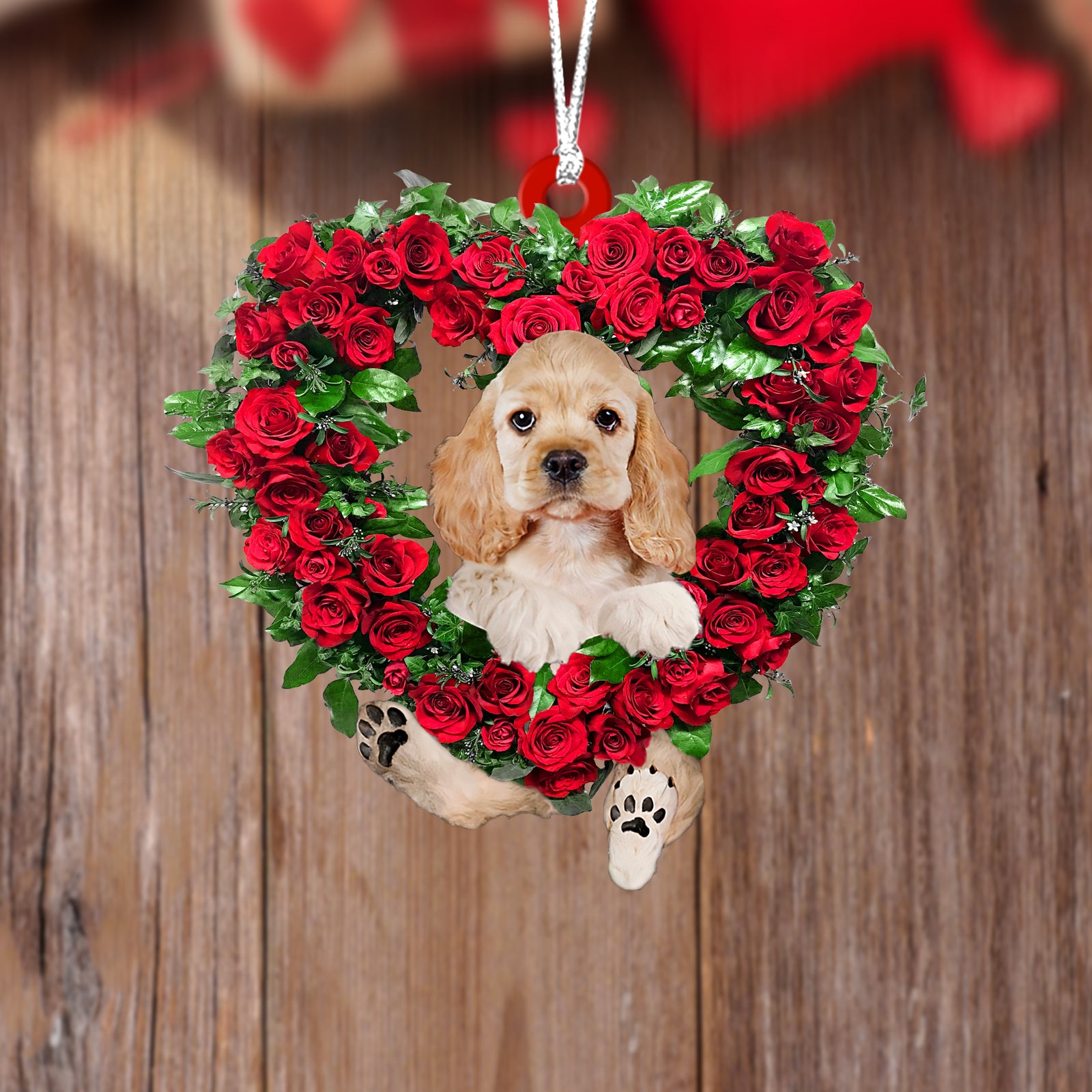 Cocker Spaniel-Heart Wreath Two Sides Ornament