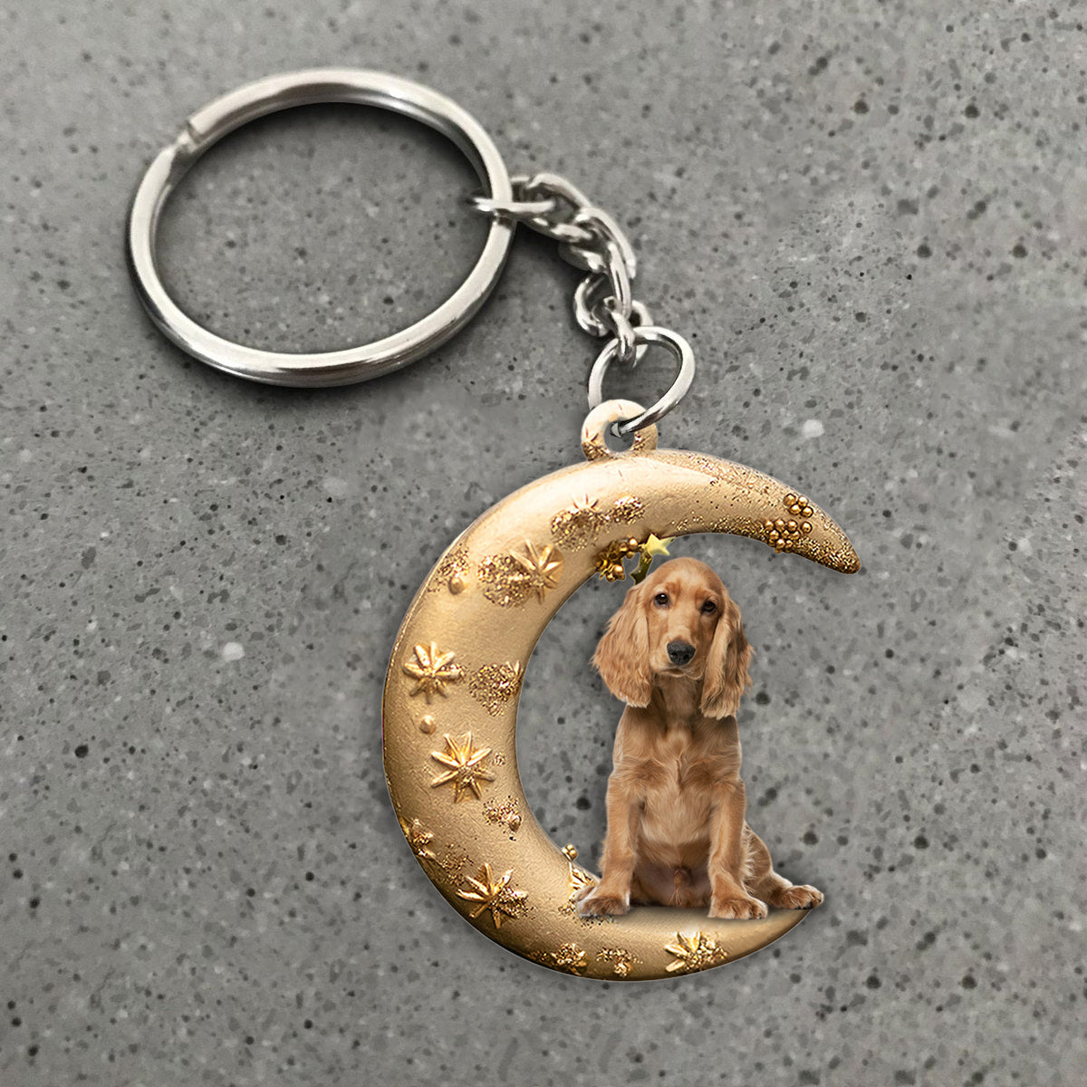 Cocker Spaniel-Dog &amp; Moon Flat Acrylic Keychain