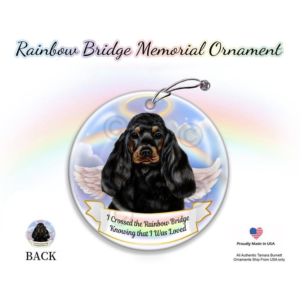 Rainbow Bridge Memorial-Cocker Spaniel Black &amp; Tan Porcelain Hanging Ornament
