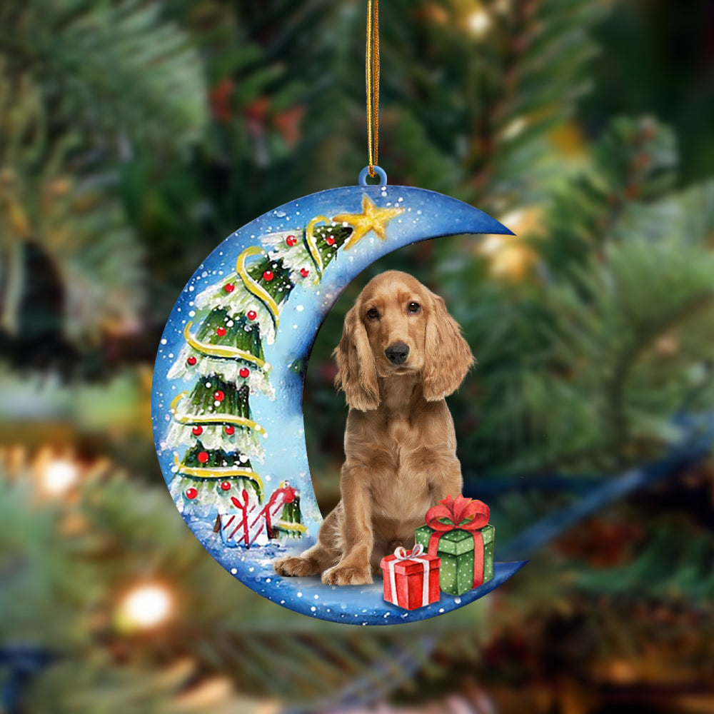 Cocker Spaniel Sit On The Blue Moon-Two Sided Ornament