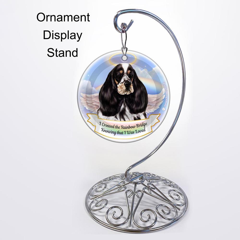 Rainbow Bridge Memorial-Cocker Spaniel Tri Color Parti Porcelain Hanging Ornament