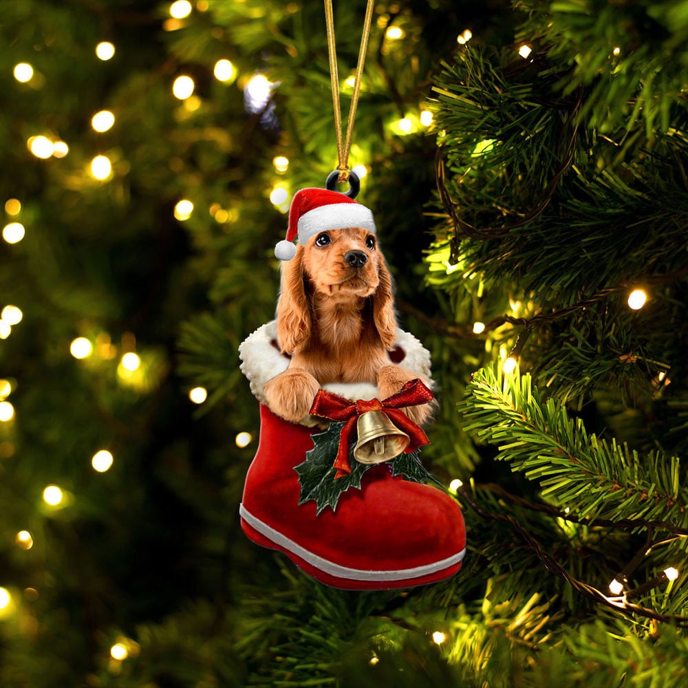 Cocker Spaniel-In Santa Boot Christmas-Two Sided Ornament