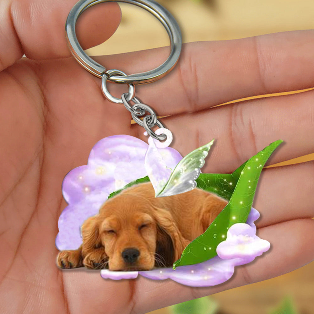 Cocker Spaniels-Sleep On Fallen Leaves Flat Acrylic Keychain