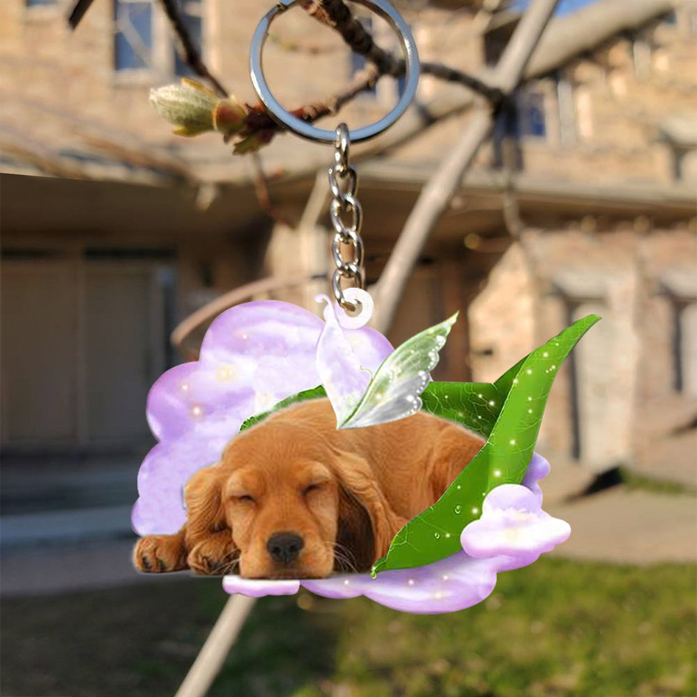 Cocker Spaniels-Sleep On Fallen Leaves Flat Acrylic Keychain