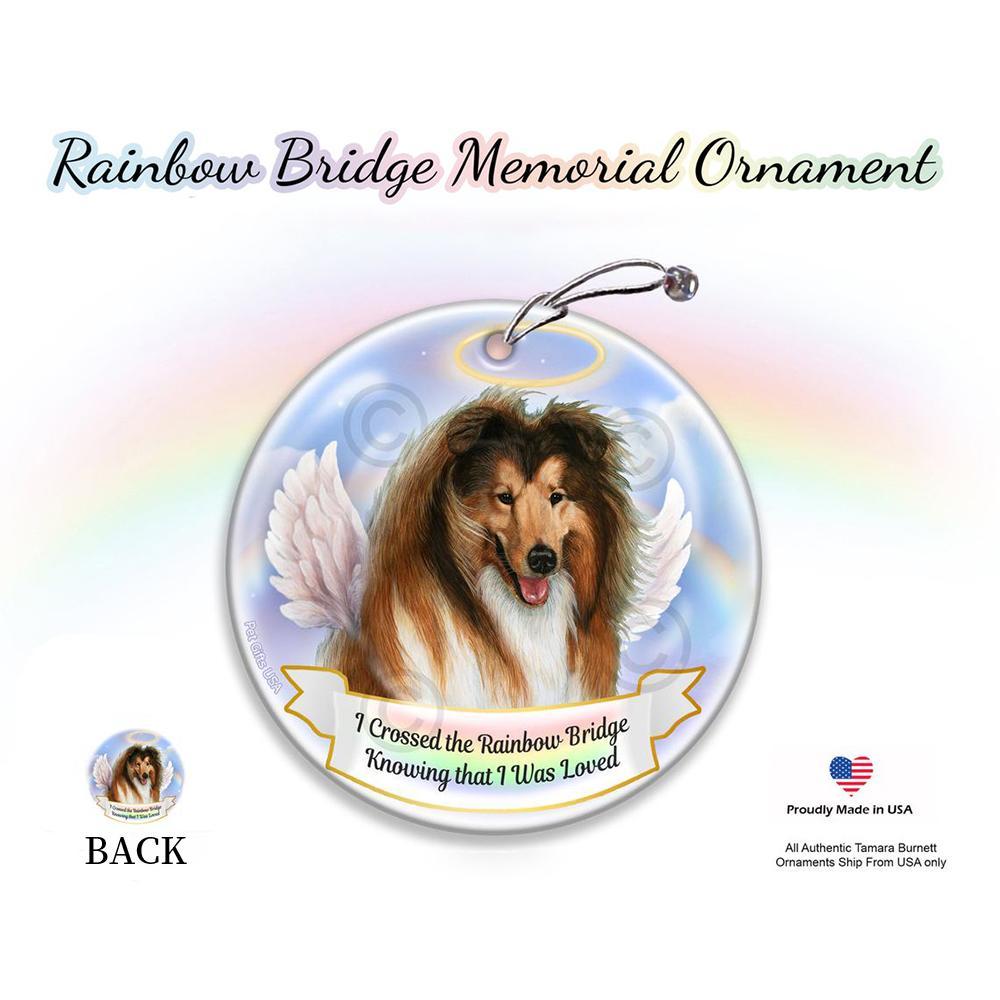 Rainbow Bridge Memorial-Collie Sable Porcelain Hanging Ornament