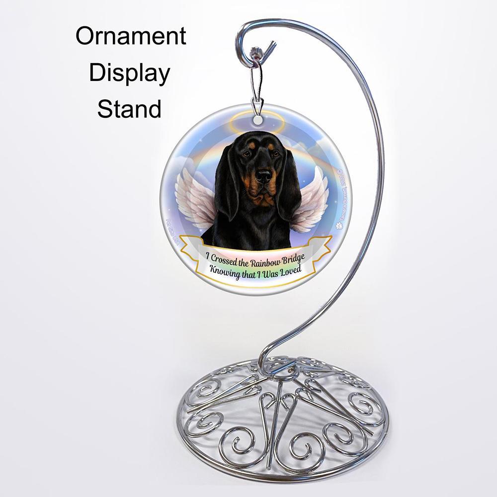 Rainbow Bridge Memorial-Coonhound Black &amp; Tan Porcelain Hanging Ornament