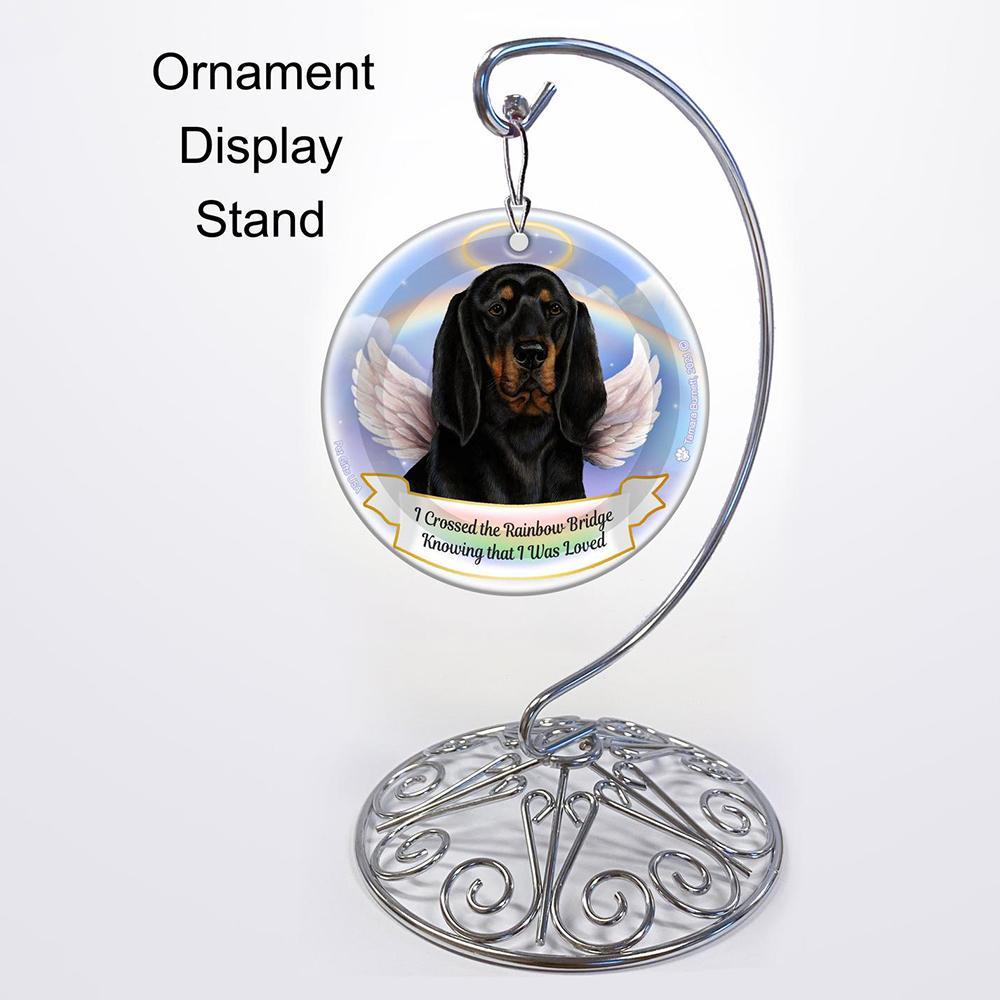 Rainbow Bridge Memorial-Coonhound Black & Tan Porcelain Hanging Ornament
