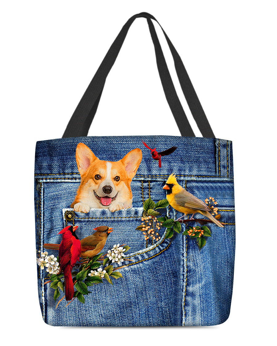 Corgi-Cardinal &amp; Dog Cloth Tote Bag