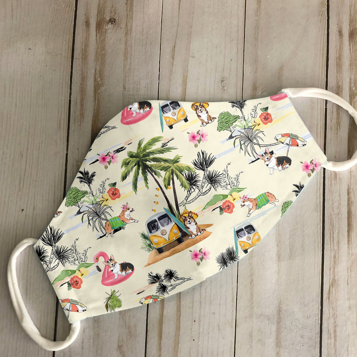 Corgi Hawaii Beach EZ07 2207 Face Mask