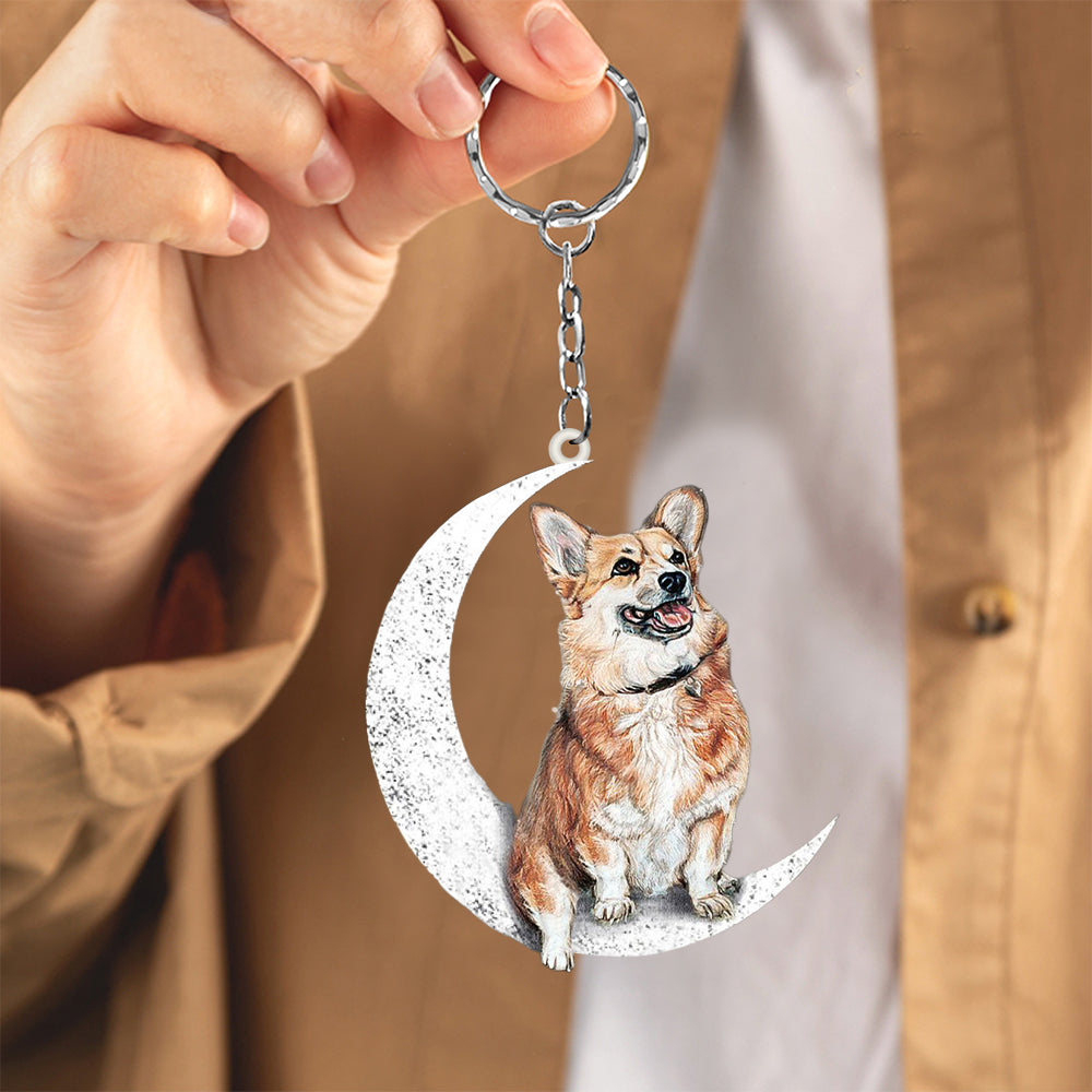Corgi-Sit On The Moon Keychain