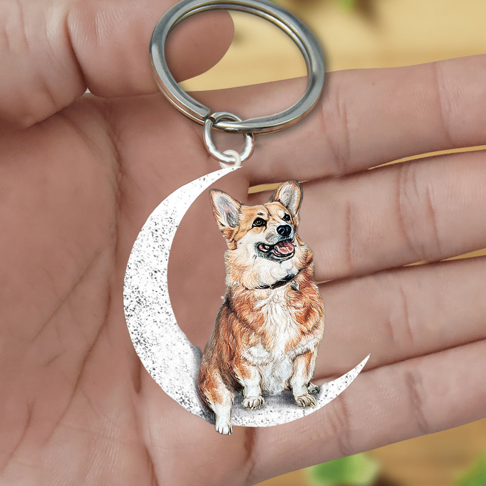 Corgi-Sit On The Moon Keychain