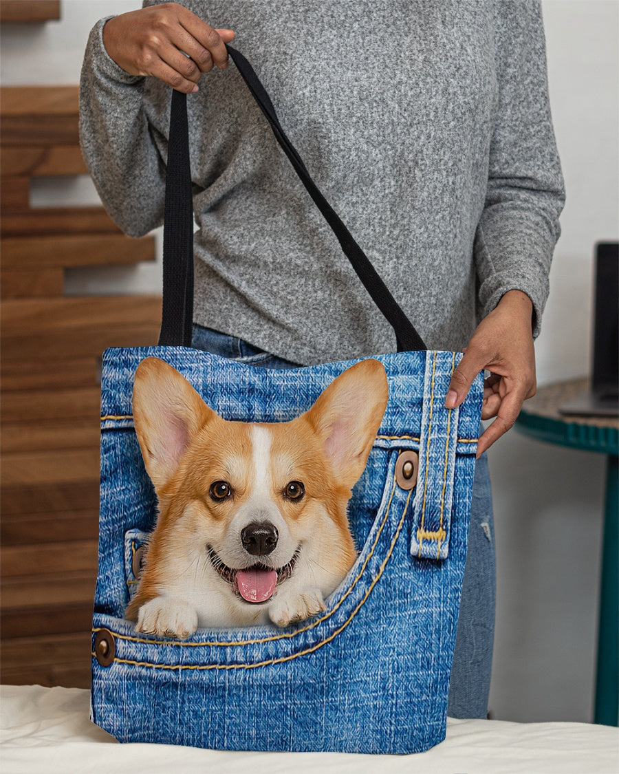 Corgi-in pocket-Cloth Tote Bag