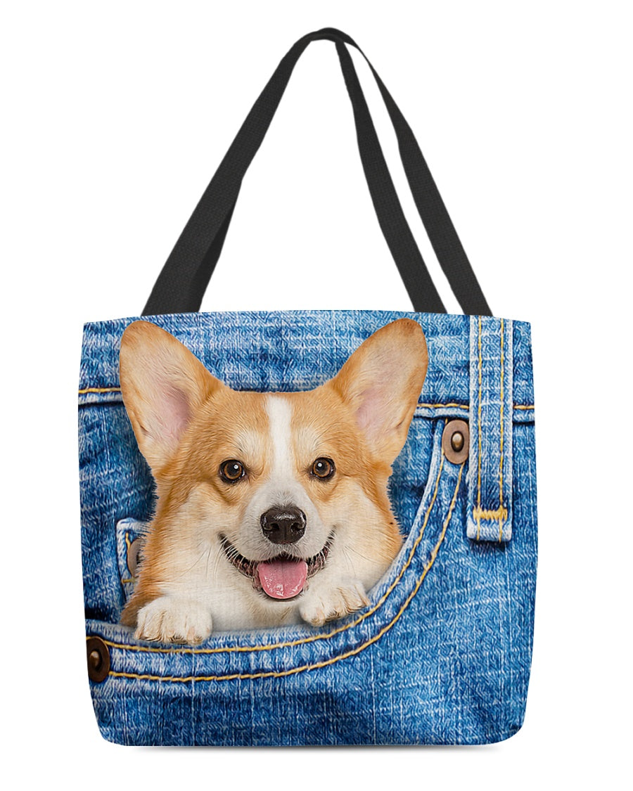 Corgi-in pocket-Cloth Tote Bag