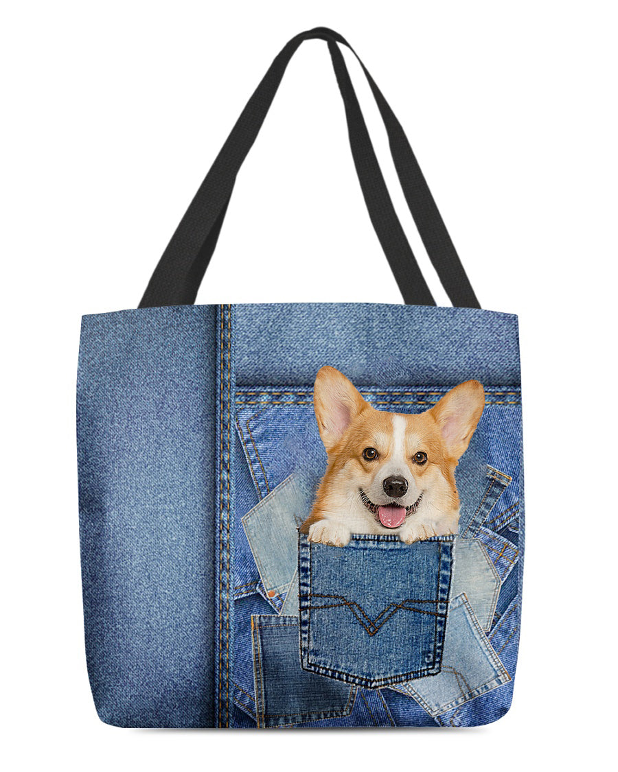 Corgi-in pocket2-Cloth Tote Bag