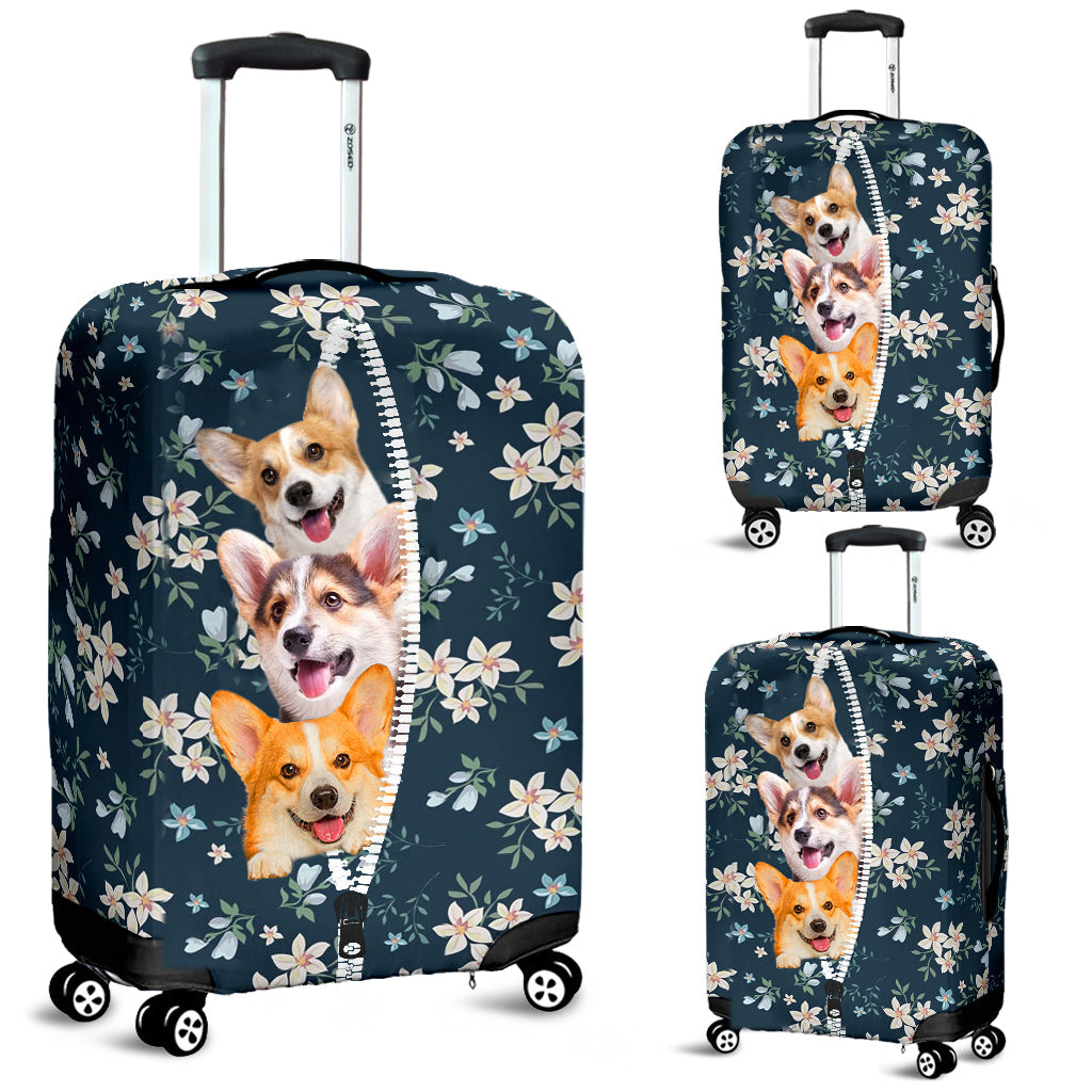 Corgi-Flowers-Luggage covers