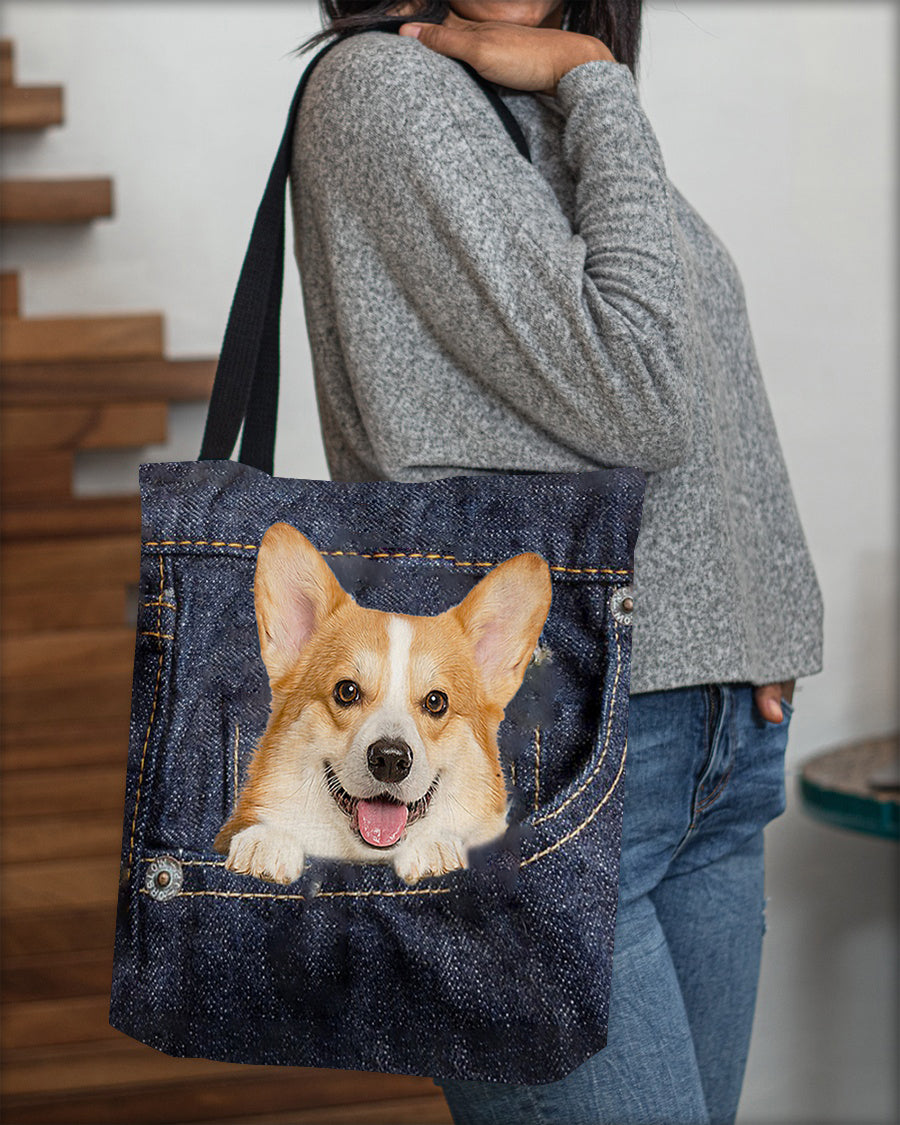 Corgi-Dark Denim-Cloth Tote Bag