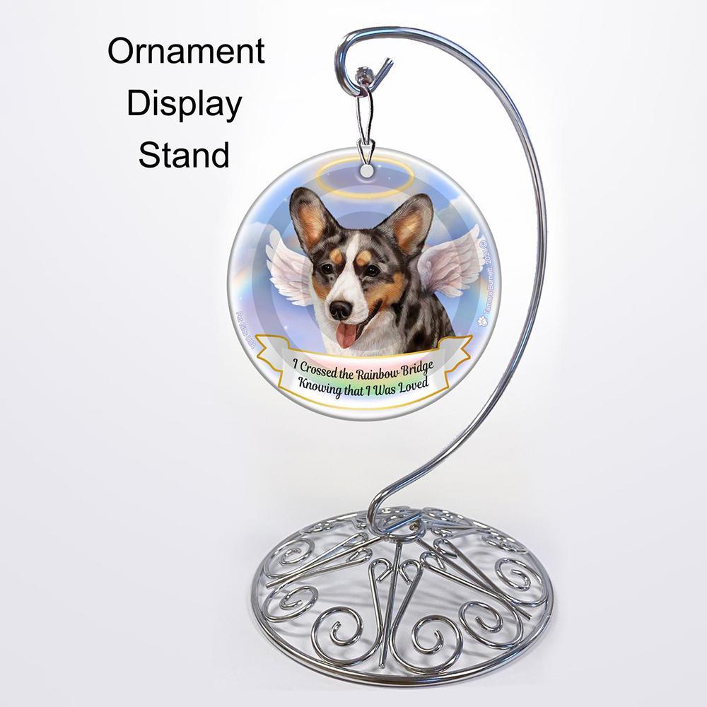 Rainbow Bridge Memorial-Corgi Cardigan Blue Merle Porcelain Hanging Ornament