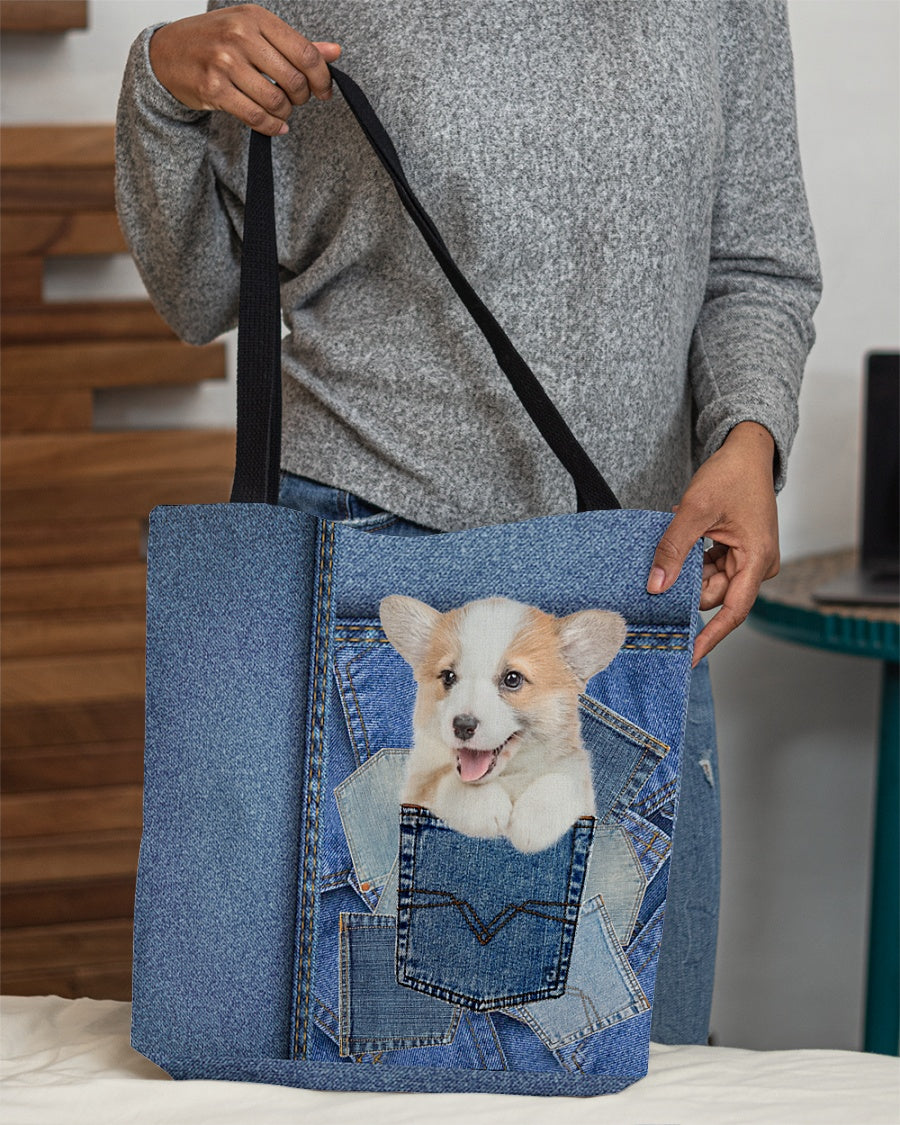 Corgi2-in pocket2-Cloth Tote Bag
