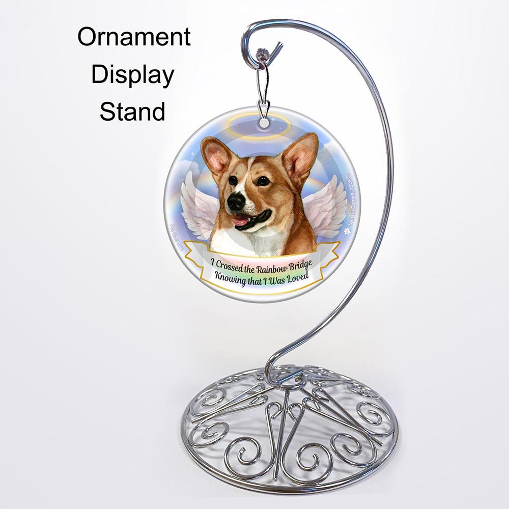 Rainbow Bridge Memorial-Corgi Pembroke Tan &amp; White Porcelain Hanging Ornament