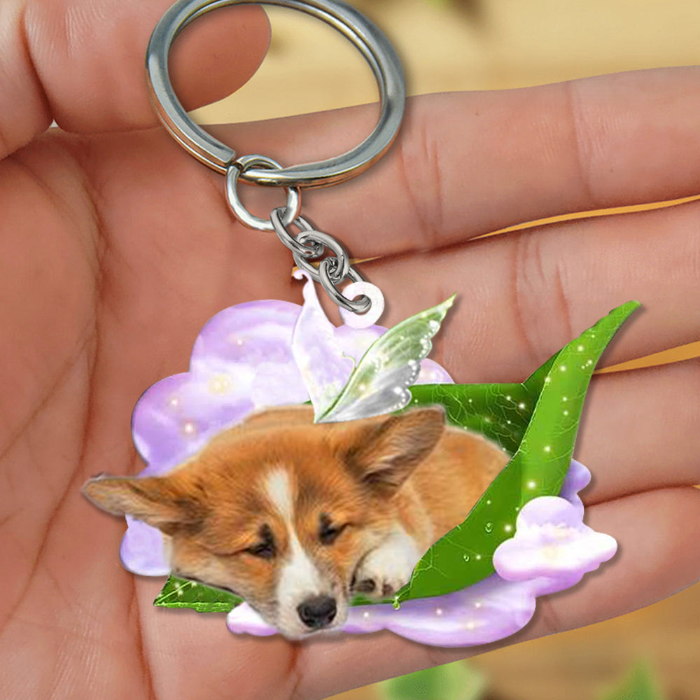 Corgi (2)-Sleep On Fallen Leaves Flat Acrylic Keychain