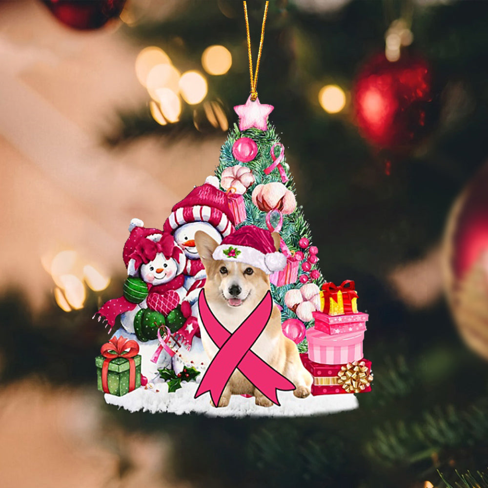 Corgi-Christmas in Pink-Two Sided Ornament