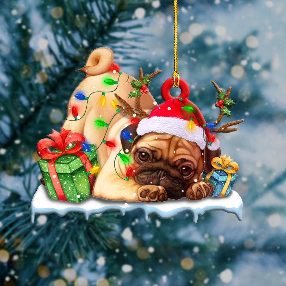 Cute Pug Christmas Shape Ornament