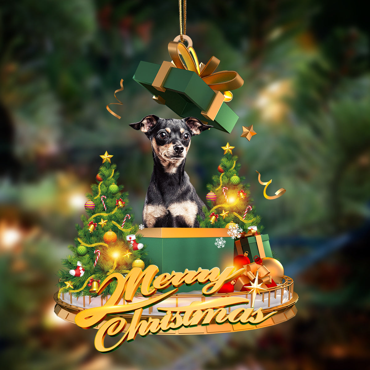Doberman 2-Christmas Gifts&amp;dogs Hanging Ornament