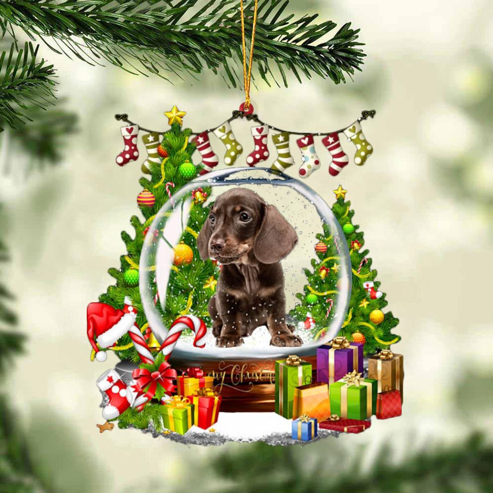 Dachshund-Christmas Crystal Box Dog-Two Sided Ornament