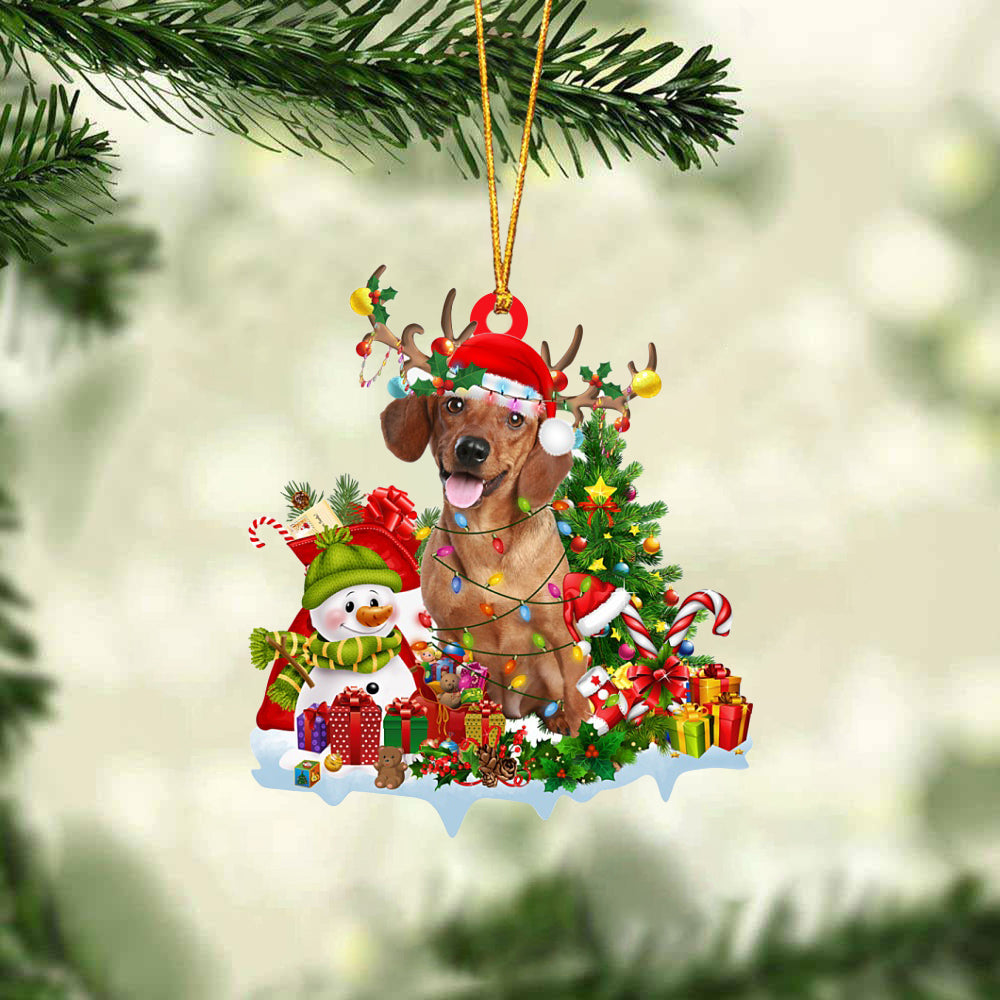 Dachshund-Elk & Snowman-Two Sided Ornament